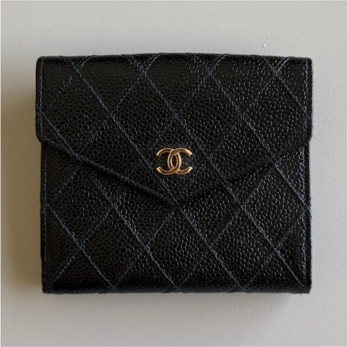 Chanel portefeuille cuir noir - portefeuille,
