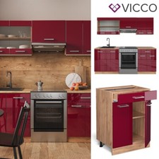 Cuisine intégrée Cuisine en bloc R-Line 200 cm chêne rouge bordeaux Vicco