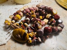 Bracelet perles pierre jaspe multicolore ancien 4 rangs 80s 90s - 18 cm