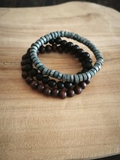 Lot de 3 bracelets en perles de Bois - Bracelets Bohème Bois #103