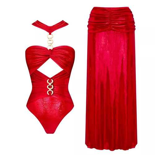 Robe une pièce rouge longue - une-pièce,