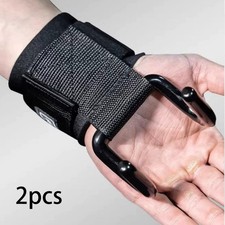 Lot de 2 crochets d'haltérophilie et sangles de poignet pour musculation
