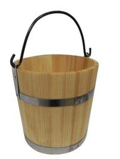 - Grand Seau en Bois avec Anneau et Anse en métal 15 litres - Style Ancien tr...