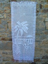 French 1 of white lace curtain motif  landscape sea  23.5'' x 60''