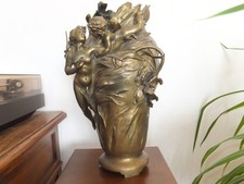 PIED DE LAMPE ART NOUVEAU EN REGULE SIGNATURE  SUAN FERVILLE  ( 1847 - 1925 )