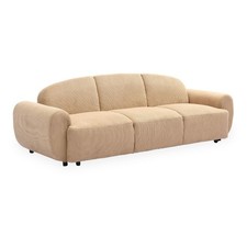 Canapé Convertible 3 Places en Velours "Buddy" 234cm Beige