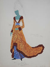 COSTUME MEDIEVAL THEATRE Femme DESSIN ORIGINAL Gouache PEINTURE Mode XX°