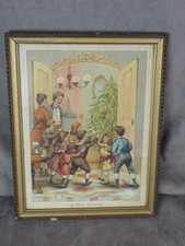 LITHOGRAPHIE ancienne, couleurs: LA FÊTE DE NOËL.