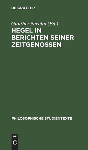 Hegel berichten seiner - berichten,