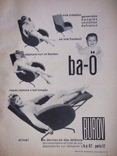 PUBLICITÉ PRESSE 1959 FAUTEUIL BUROV GENEVIÈVE DANGLES C.DEFRANCE - ADVERTISING
