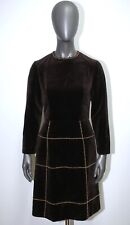Vintage 60s Brown Velvet Long Sleeve Beaded Dress TRULY SOCIAL By DINASTY Size S