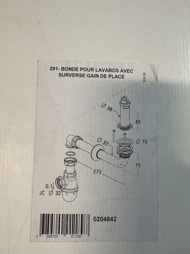 Bonde pour lavabo - , avec