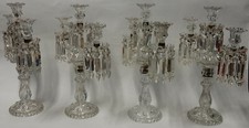 1950′ Série de 4 Chandeliers Avec 2 Branches Socles Perlés Et Signés BACCARAT