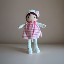 DOUDOU KALOO POUPEE FILLE Robe Rayée ruban rose 30cm