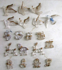 Lot de 19 anciennes décorations de Noël Oiseaux, rennes, oursons, etc