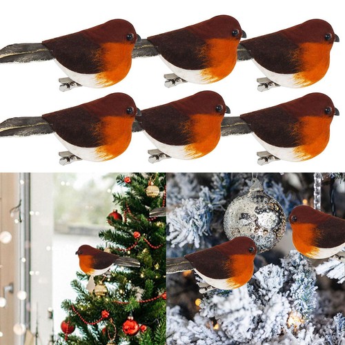 6pcs oiseaux rouge gorge mini - oiseaux,