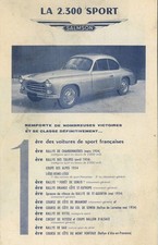Catalogue brochure Salmson 2300 Sport 13 CV - palmarès 1954 FR - France