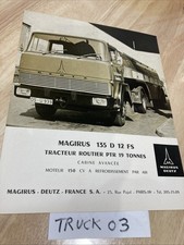 Magirus-Deutz 135 D12FS tracteur caractéristique prospectus camion poids lourd