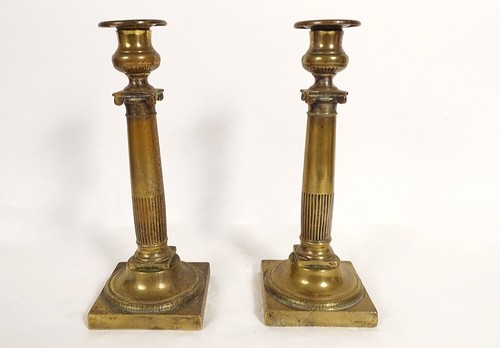 Paire bougeoirs louis xvi - bougeoirs,