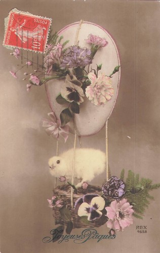 Paques montgolfiere oeuf - cp,