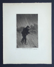 STEINLEN Gravure originale Eau-forte de 1924 Société des Amis du Livre Vagabond