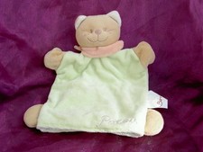 Doudou chat vert orange marron BENGY MARIONNETTE