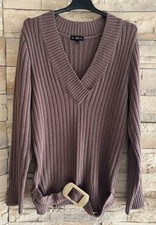 Pull long cotelée marron