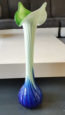 Grand Vase Soliflore floral vintage Calla Lily/Murano verre soufflé. Haut 40 cm 