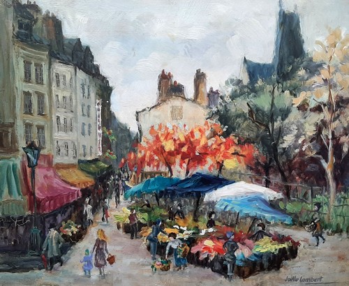 Tableau scène marché - tableau, de