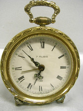 🇫🇷 ANCIEN RARE RÉVEIL BRONZE PENDULE MOUVEMENT MÉCANIQUE JAZ PENDULETTE CLOCK