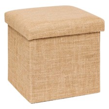 Pouf Coffre Pliant "Toile de Jute" 31cm Naturel