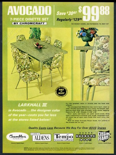 1969 chromcraft avocado - chromcraft, green