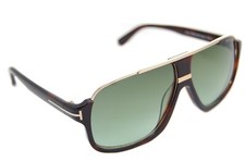Tom Ford Eliott TF335 56K Hommes Carré Soleil Marron Havane or Vert