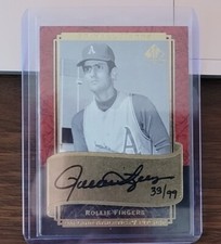 2003 SP LEGENDARY CUTS AUTO ROLLIE FINGERS BLACK INK /99 !!