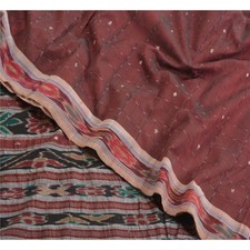 Tissu Ikat pur coton sari 5 yards tissé main Odisha rouge sari rouge sari vin...