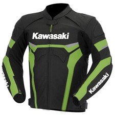 KAWASAKI Veste en Cuir de Motard Veste en Cuir de Moto Veste Motard en Cuir CE