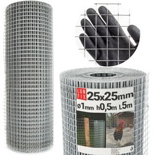 Fil de volière fil de poulet galvanisé H50cm L5m maille 25x25mm Ø1mm
