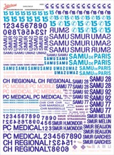 Secours ambulatoires francais SAMU - SMUR 1/43 Décalcomanies 210x160mm