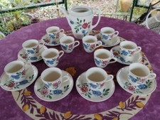 Service à Thé Café Digoin Sarreguemines Modèle Aigueperse Floral Coloré 21 Pièce