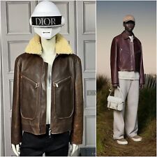 Gorgeous Dior Signature SS25 Removable Shearling Collar Calfskin Leather Jacket