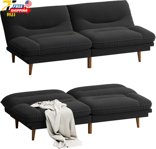 Stylish black futon sofa - stylish, bed