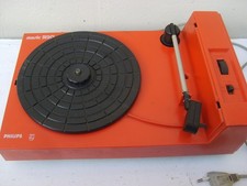 ANCIENNE PLATINE  TOURNE DISQUE PHILIPS ORANGE P5120 AN 70 FONCTIONNE + 1 DISQUE