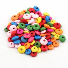 20 Perles Intercalaires Rondelle Mixte en Bois 14mm x 6mm