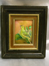 ANCIEN CADRE EMAUX EMAILLE SUR CUIVRE LIMOGES DADAT OISEAU CADRE TABLEAU ENAMEL