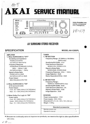 Service manuel instructions - service, d'instructions