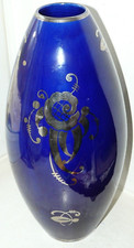 VASE EN FAIENCE BLEU ART DECO