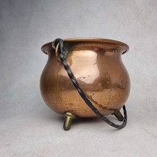 Petit Chaudron Décoratif Cuivre Martelé - Anse Fer Forgé - Style Campagne Chic