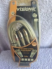 Lot 3 x 1.5m vintage cordon Visionic RCA Male/Male audio video Neuf ancien stock