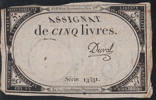 Assignat livres signe - -,
