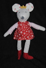 🍀Doudou Souris Grise Robe Rouge IKEA Fabler Mus Couronne Jaune Peluche 30 Cm